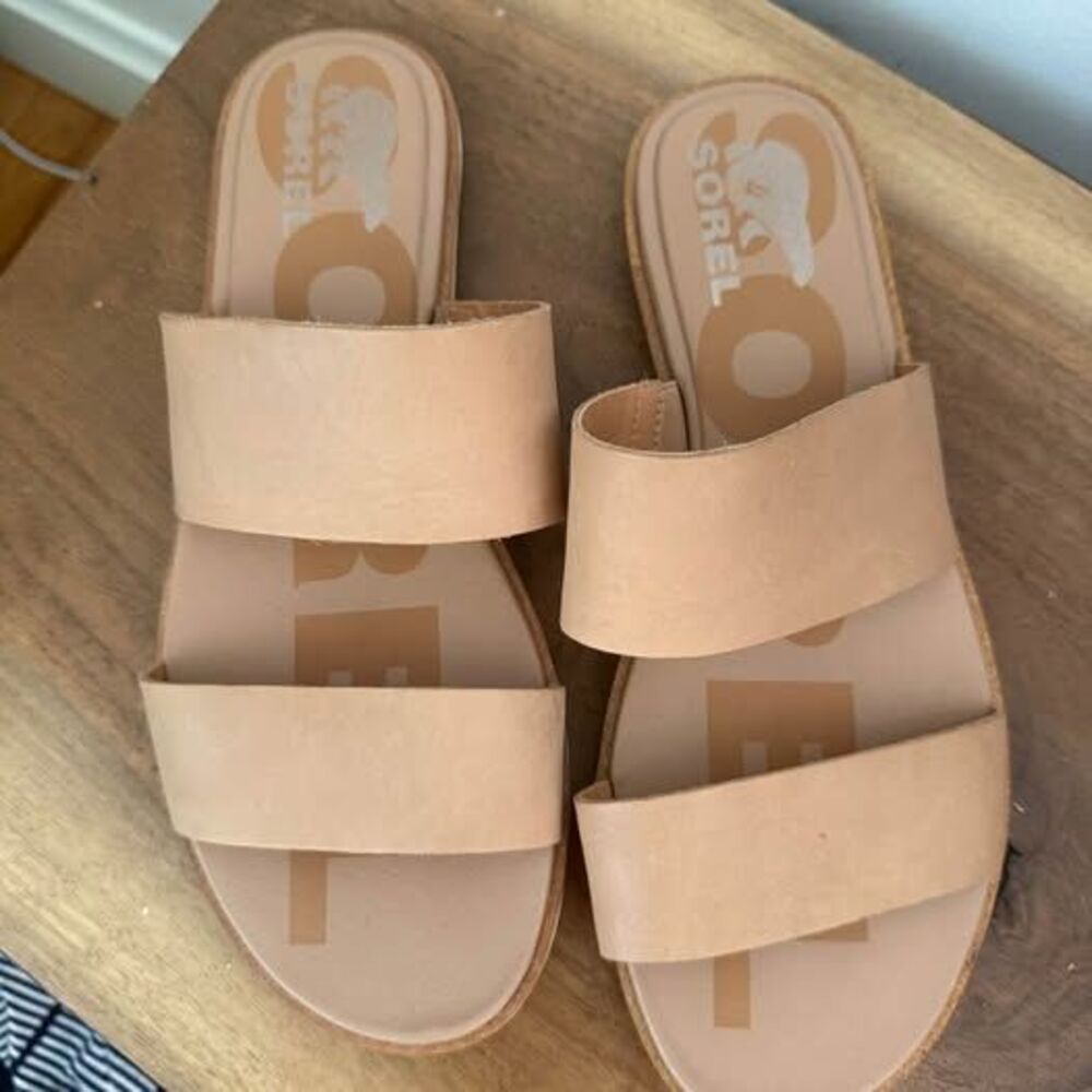 Sorel Womens Tan Ella II Slide Sandals size 9